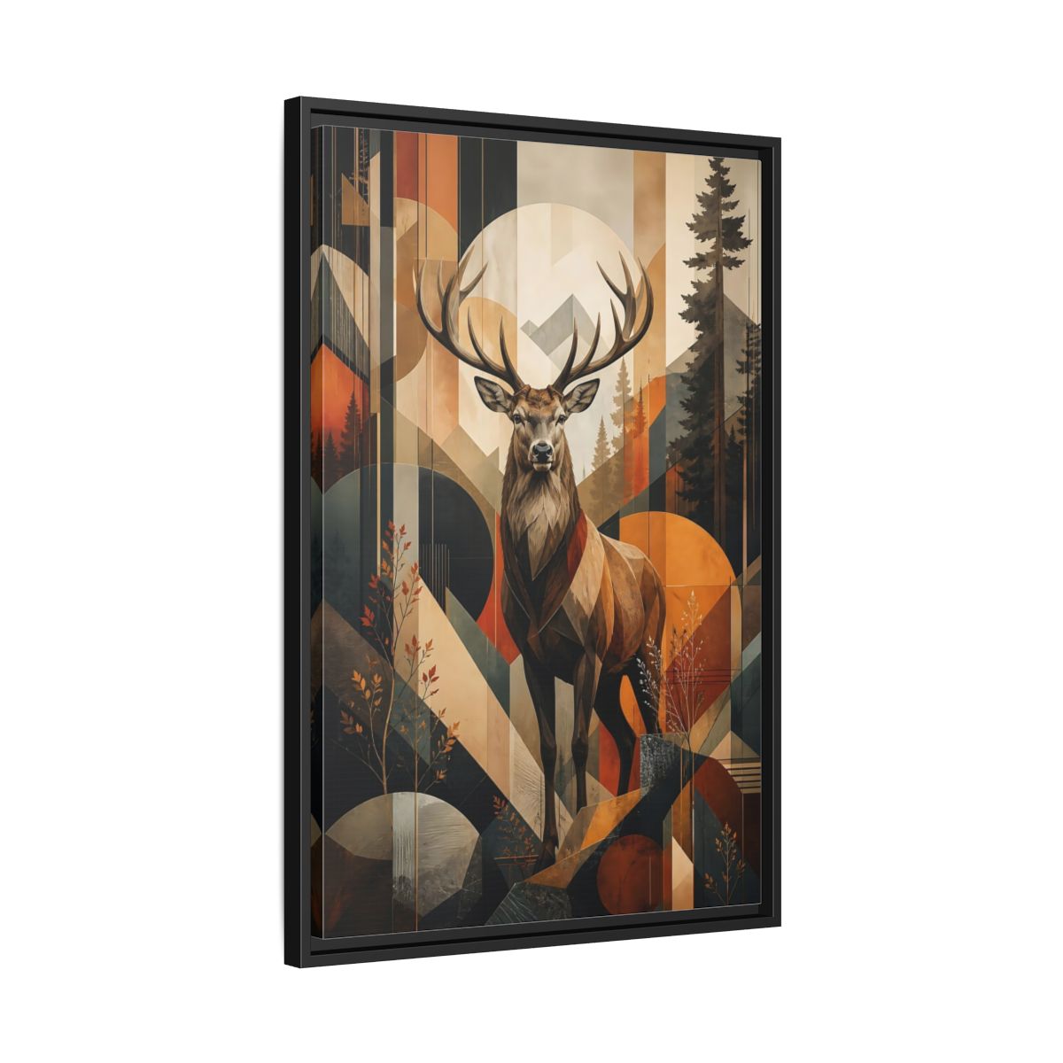 Side Mockup 14. Animals Deer Stag Geometric Deer Art shown as stretched canvas wall art