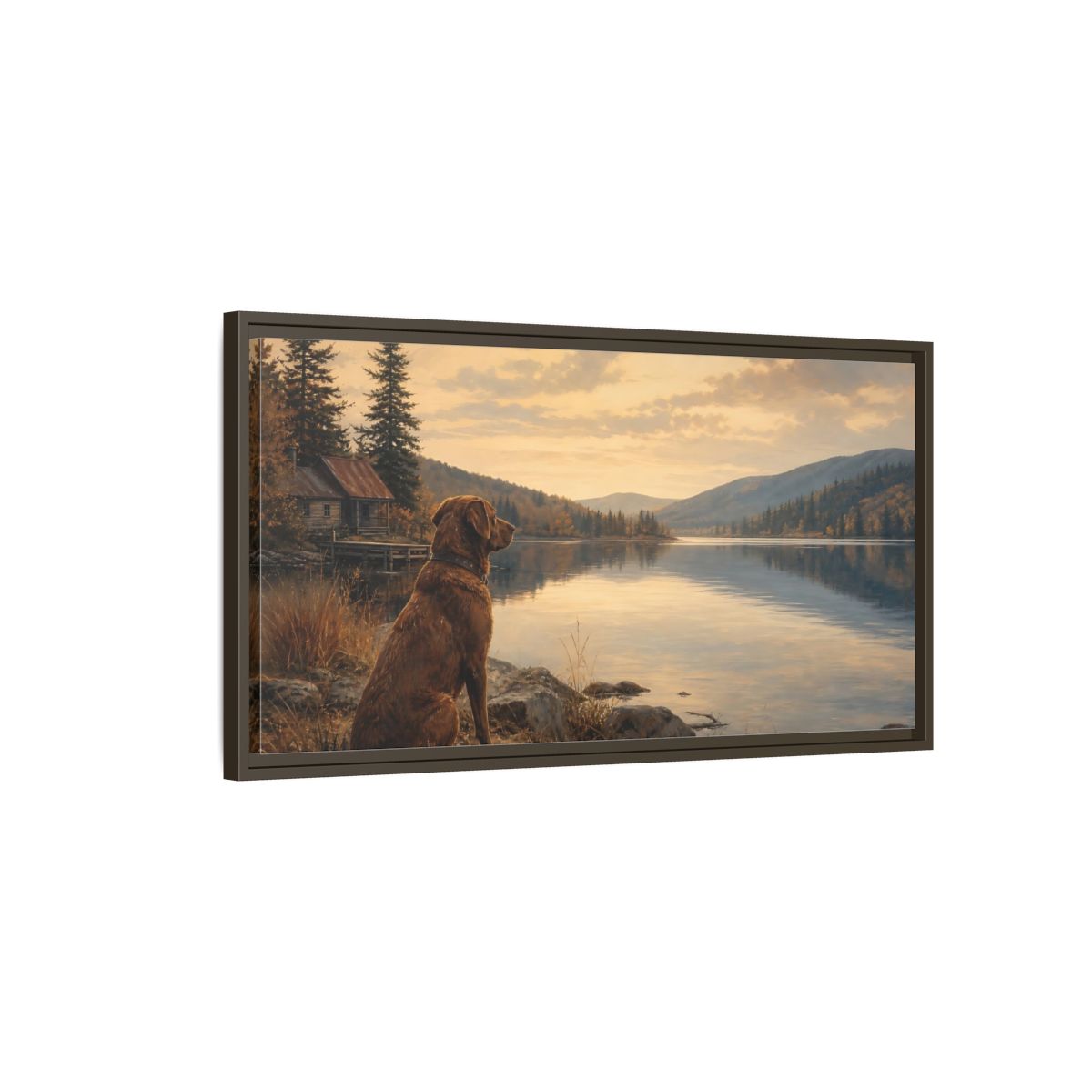 Main Mockup. Animals Dog Brown Landscape shown as stretched canvas wall art