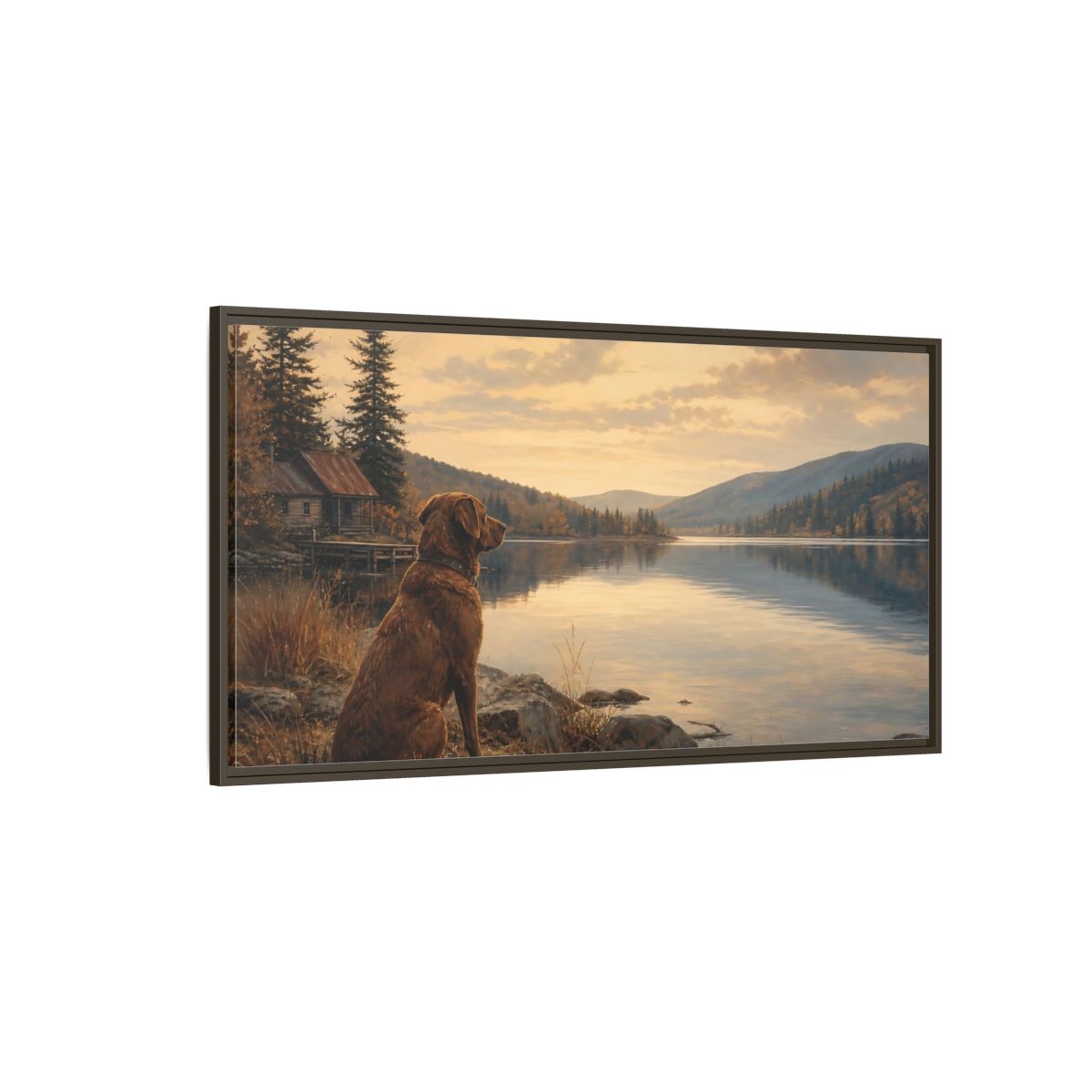 Side Mockup 4. Animals Dog Brown Landscape shown as stretched canvas wall art