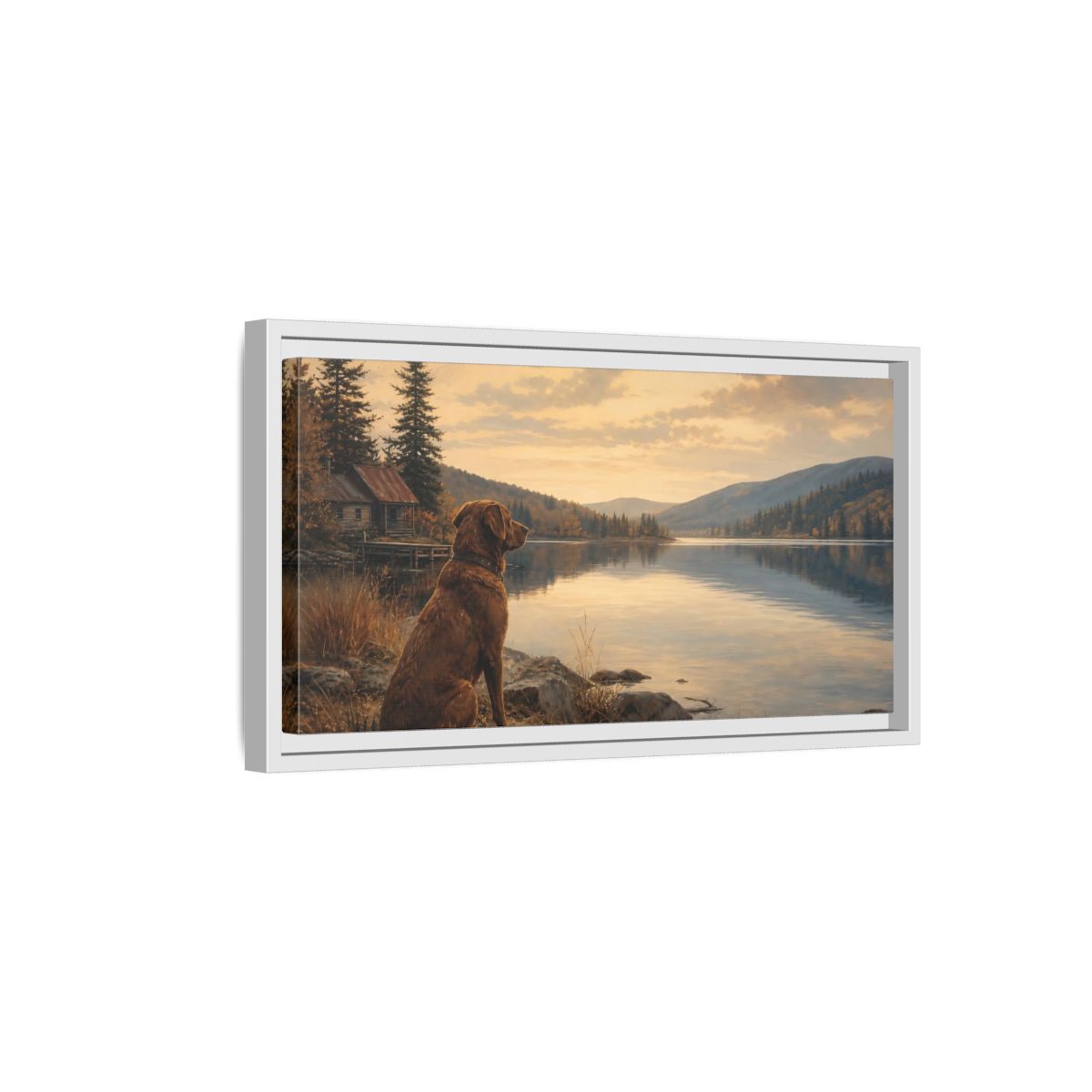 Side Mockup 6. Animals Dog Brown Landscape shown as stretched canvas wall art