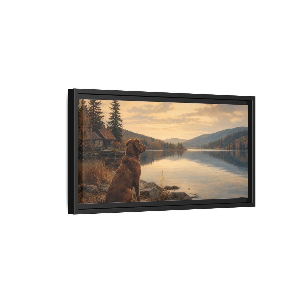 Side Mockup 8. Animals Dog Brown Landscape shown as stretched canvas wall art