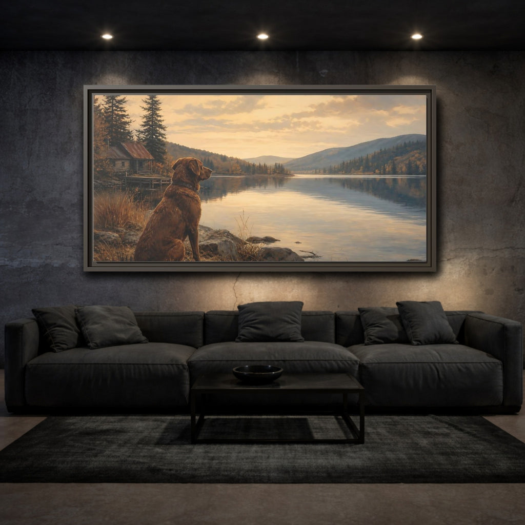 Mockup 2. Animals Dog Brown Landscape shown as stretched canvas wall art