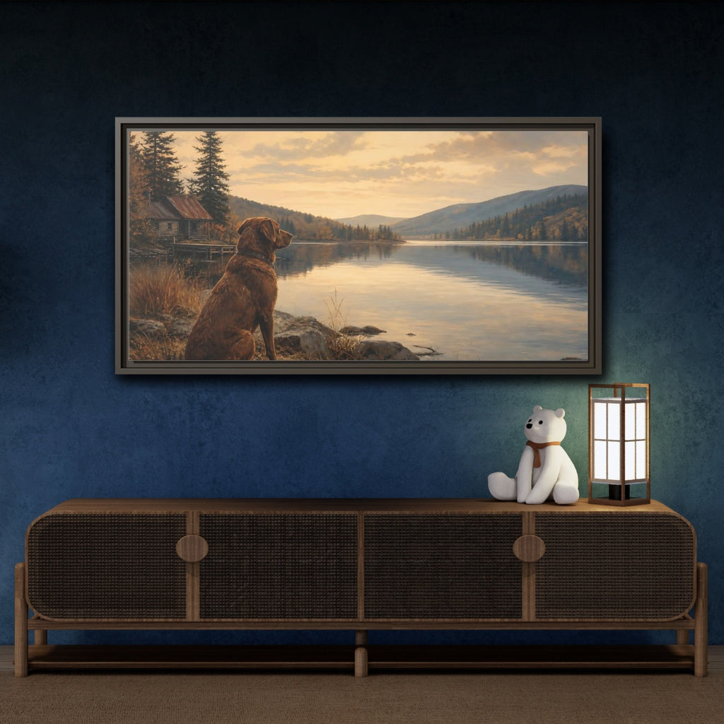 Mockup 4. Animals Dog Brown Landscape shown as stretched canvas wall art