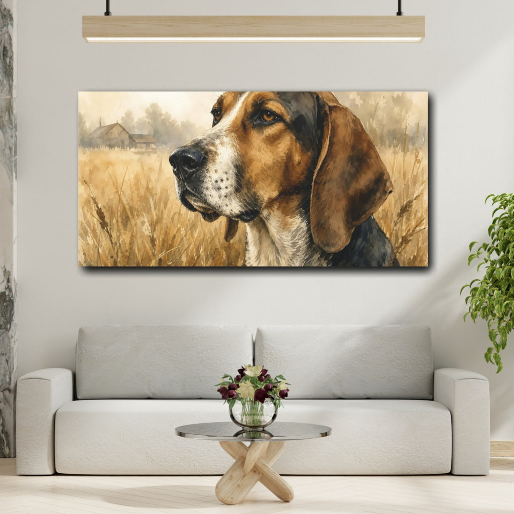 Mockup 2. Animals Dog Portrait Brown Dog Art shown as stretched canvas wall art