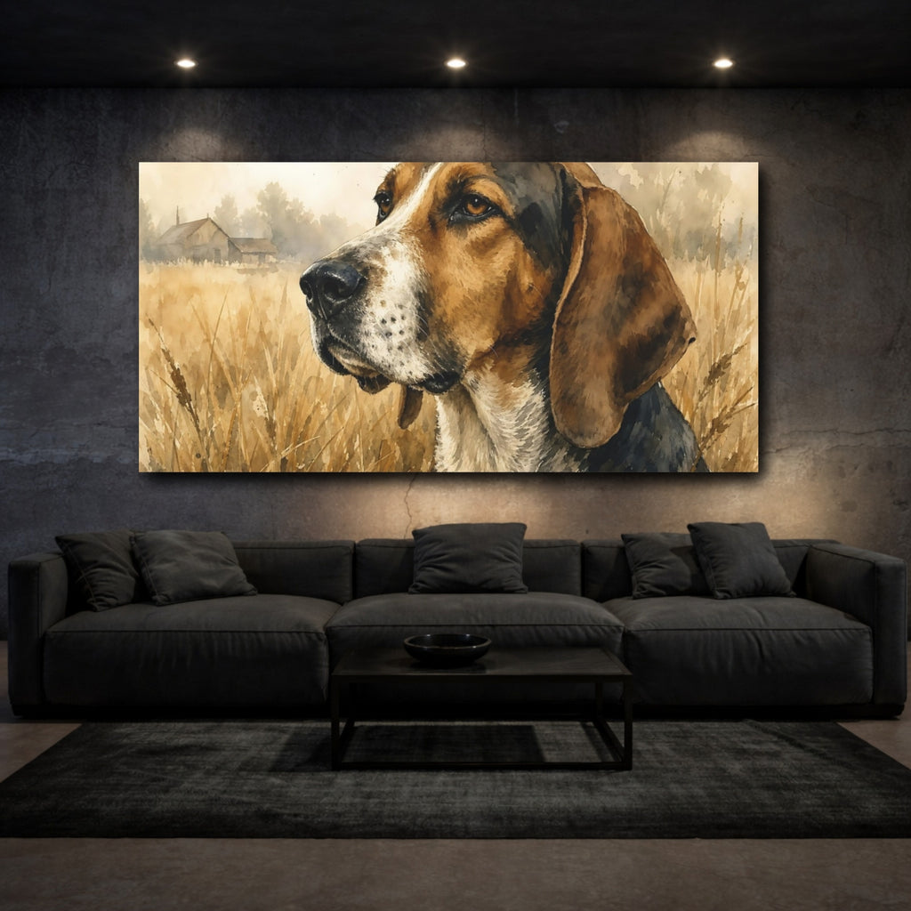 Mockup 3. Animals Dog Portrait Brown Dog Art shown as stretched canvas wall art