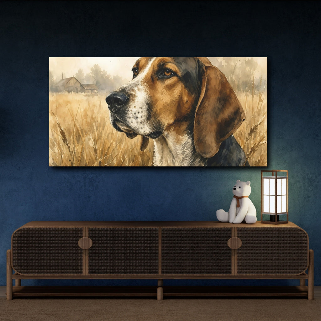 Mockup 4. Animals Dog Portrait Brown Dog Art shown as stretched canvas wall art
