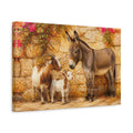 Side Mockup 4. Animals Donkey Goats Brown And Pink Farm shown as stretched canvas wall art