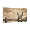 Side Mockup 3. Animals Donkey Sepia Donkey shown as stretched canvas wall art