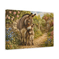 Side Mockup 4. Animals Donkeys Donkey Family shown as stretched canvas wall art
