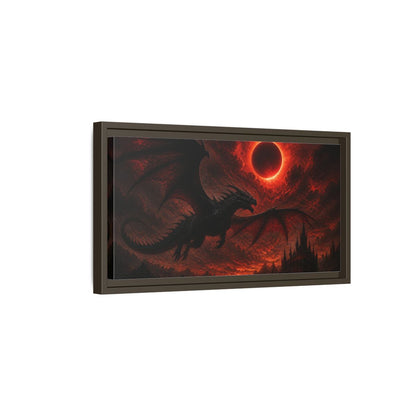 Side Mockup 7. Animals Dragon Beneath Red Eclipse shown as framed canvas print