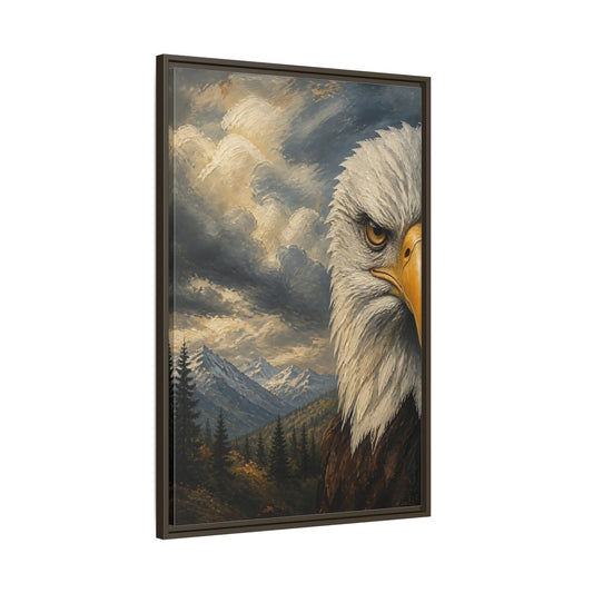 Main Mockup. Animals Eagle Bald Eagle Mountain shown as stretched canvas wall art