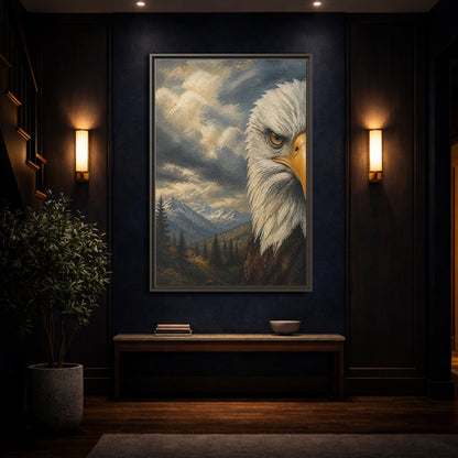 Mockup 4. Animals Eagle Bald Eagle Mountain shown as stretched canvas wall art