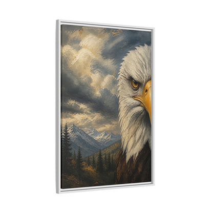Side Mockup 9. Animals Eagle Bald Eagle Mountain shown as stretched canvas wall art