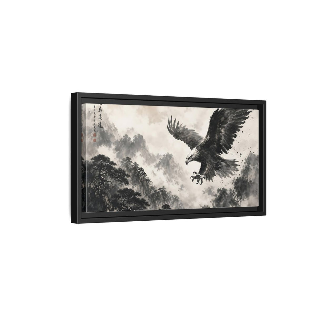 Side Mockup 8. Animals Eagle Black And White Eagle shown as stretched canvas wall art