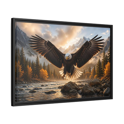 Side Mockup 14. Animals Eagle Brown And Gold Eagle shown as stretched canvas wall art