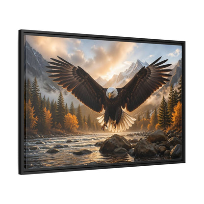 Side Mockup 13. Animals Eagle Brown And Gold Eagle shown as stretched canvas wall art