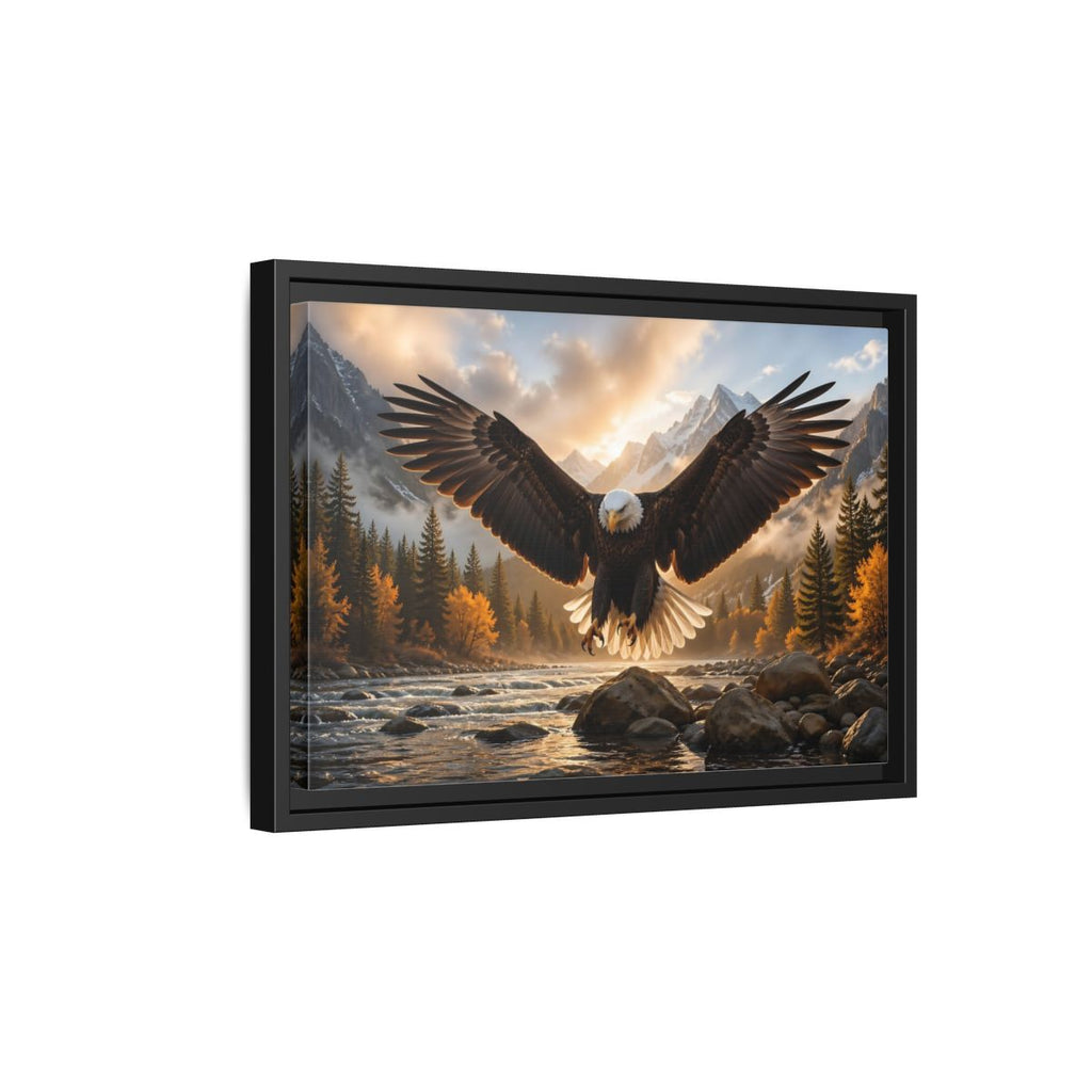 Side Mockup 6. Animals Eagle Brown And Gold Eagle shown as stretched canvas wall art