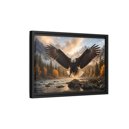 Side Mockup 6. Animals Eagle Brown And Gold Eagle shown as stretched canvas wall art