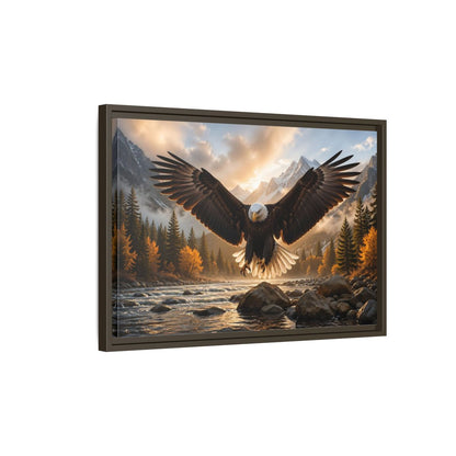 Side Mockup 2. Animals Eagle Brown And Gold Eagle shown as stretched canvas wall art