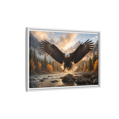 Side Mockup 1. Animals Eagle Brown And Gold Eagle shown as stretched canvas wall art