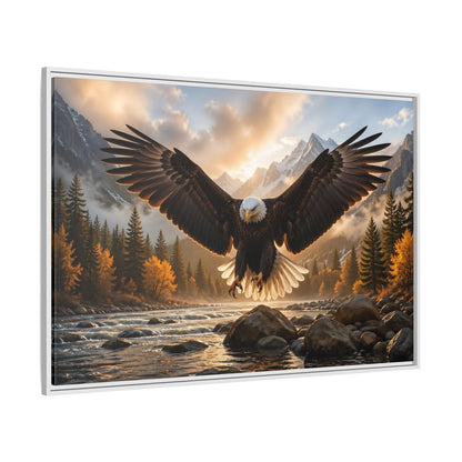 Side Mockup 7. Animals Eagle Brown And Gold Eagle shown as stretched canvas wall art