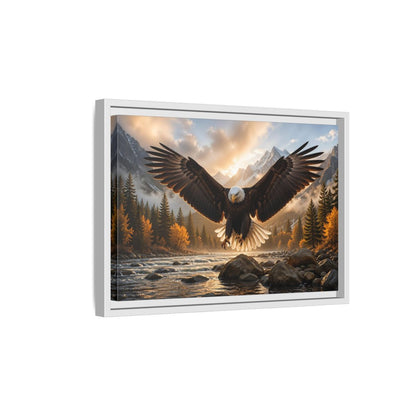 Side Mockup 4. Animals Eagle Brown And Gold Eagle shown as stretched canvas wall art