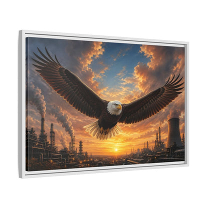 Side Mockup 10. Animals Eagle Brown And Orange shown as stretched canvas wall art