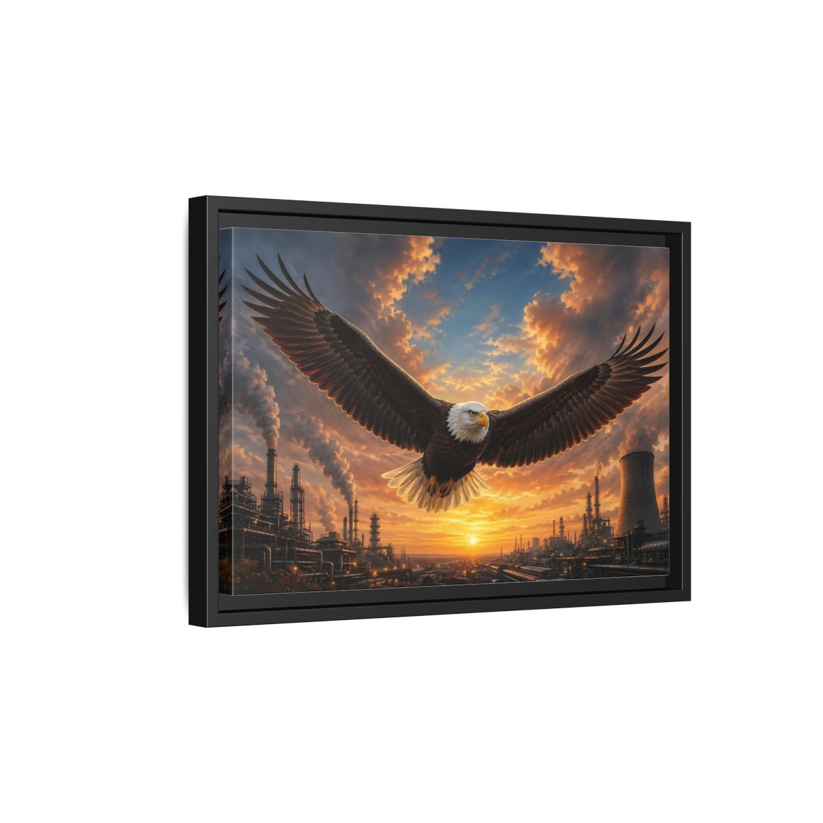 Side Mockup 6. Animals Eagle Brown And Orange shown as stretched canvas wall art