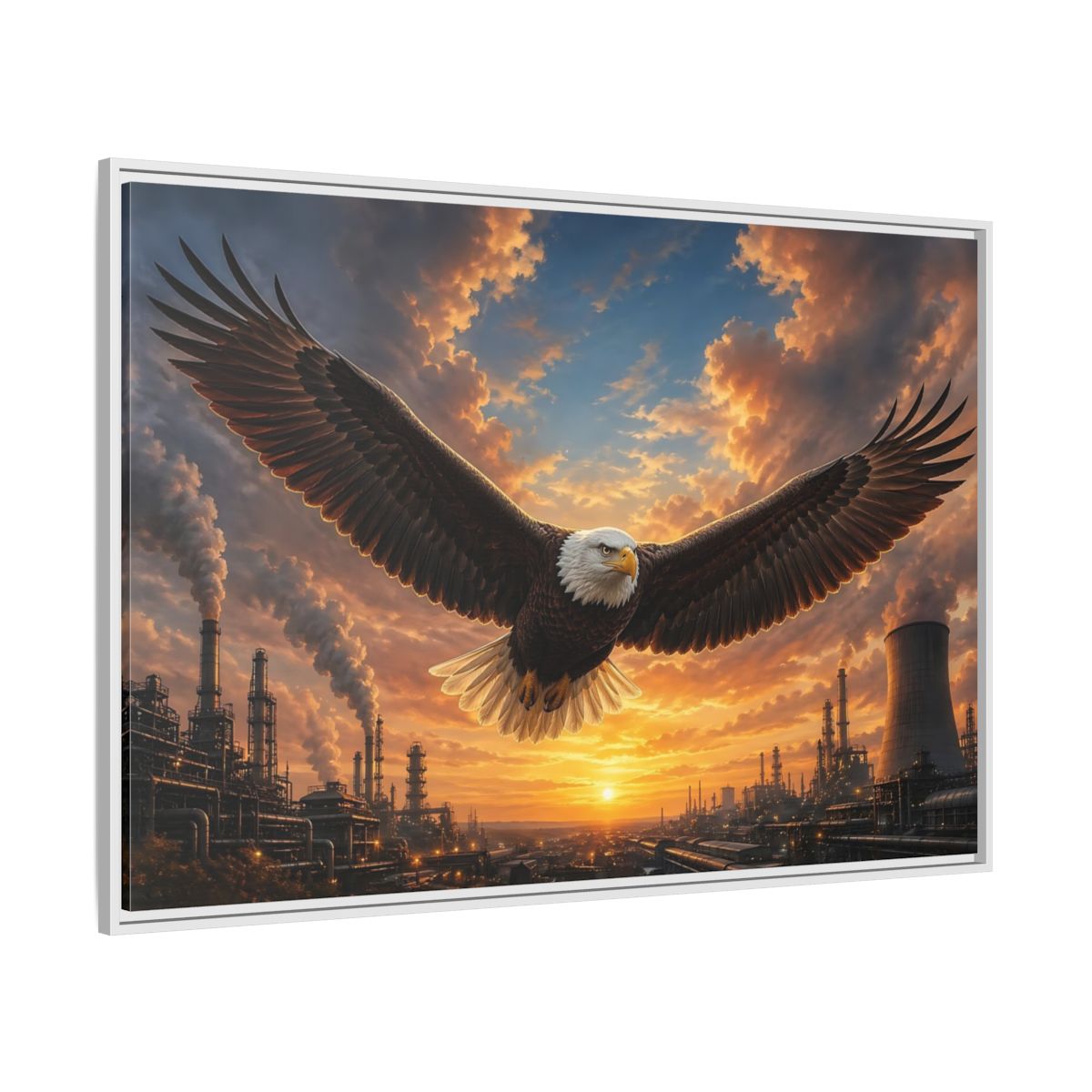 Side Mockup 7. Animals Eagle Brown And Orange shown as stretched canvas wall art