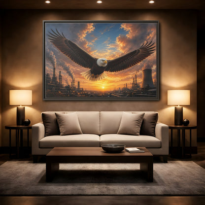 Mockup 2. Animals Eagle Brown And Orange shown as stretched canvas wall art