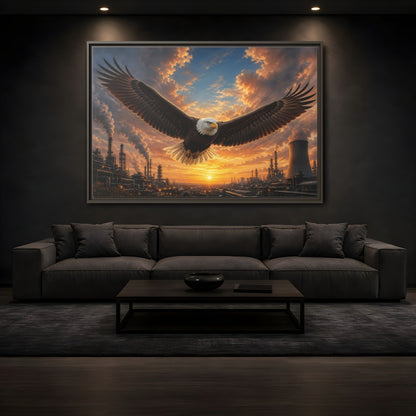 Mockup 3. Animals Eagle Brown And Orange shown as stretched canvas wall art