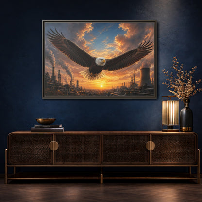 Mockup 4. Animals Eagle Brown And Orange shown as stretched canvas wall art