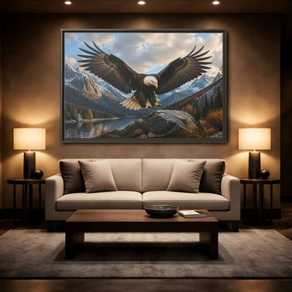 Mockup 2. Animals Eagle Eagle Mountain Landscape shown as stretched canvas wall art
