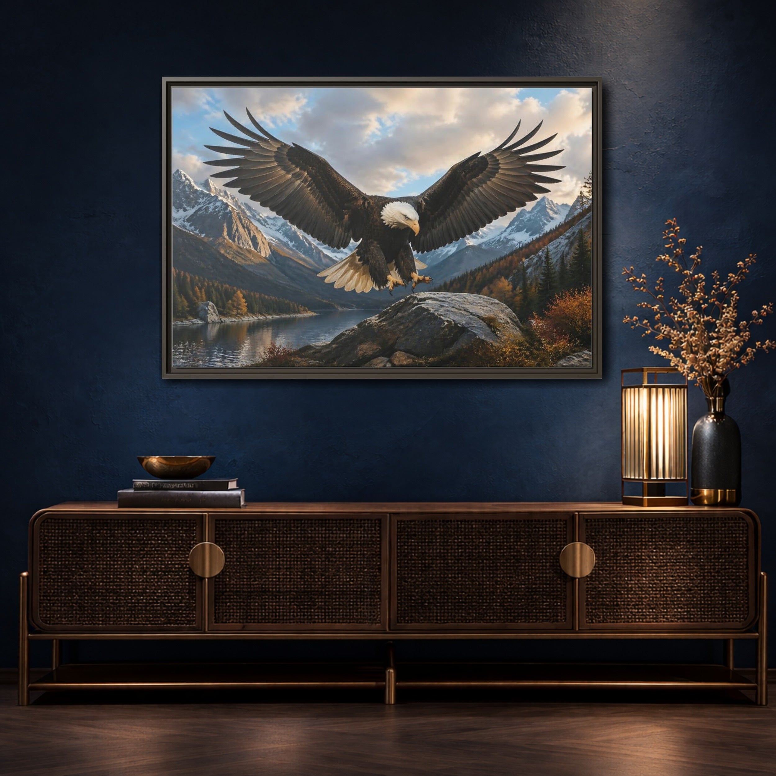 Mockup 4. Animals Eagle Eagle Mountain Landscape shown as stretched canvas wall art