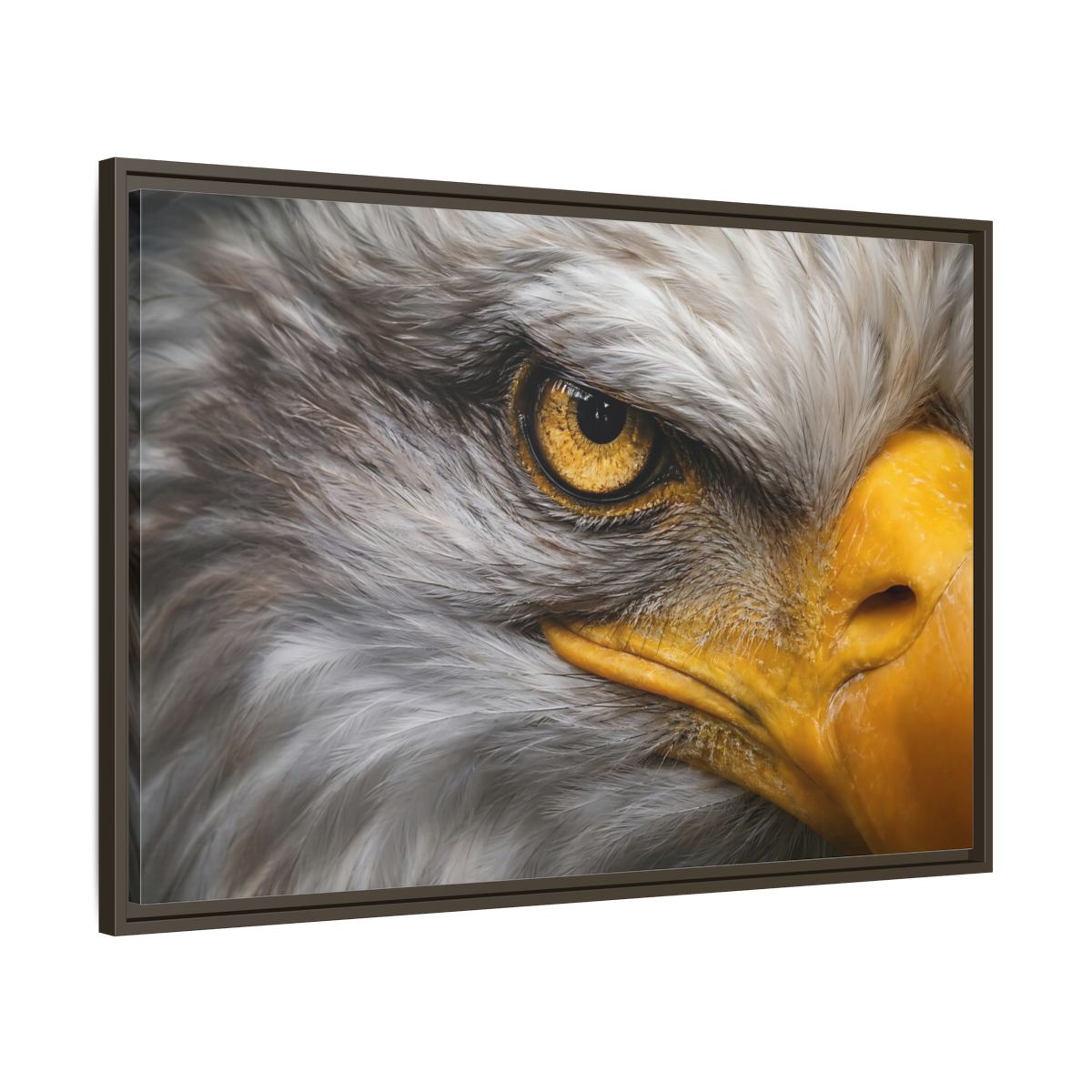 Main Mockup. Animals Eagle Gray And Yellow shown as stretched canvas wall art