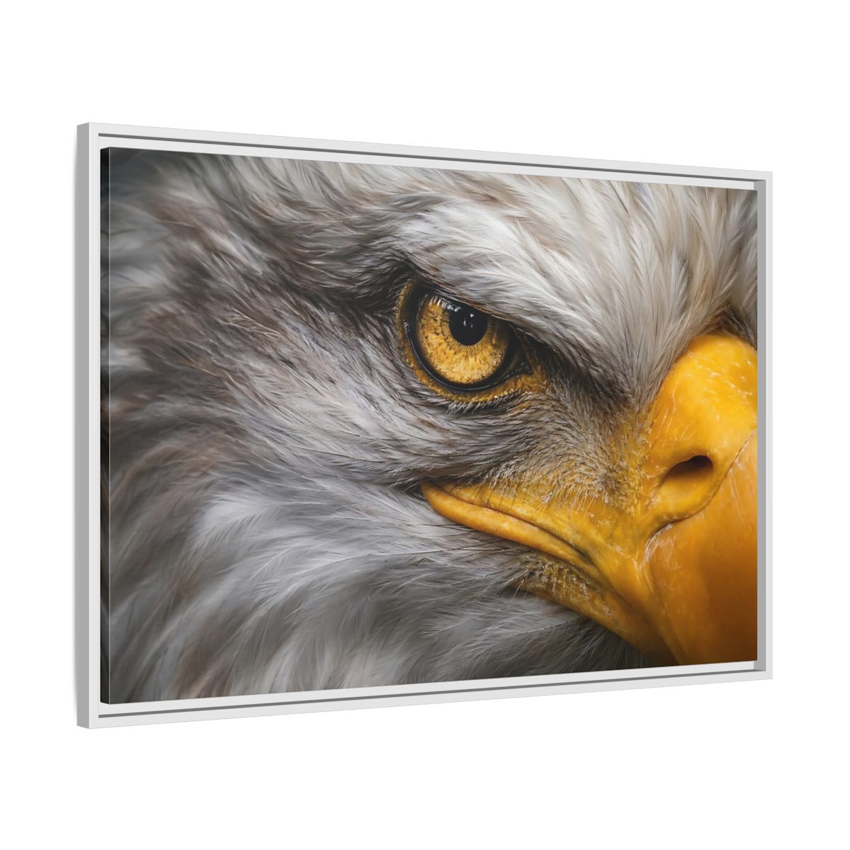 Side Mockup 9. Animals Eagle Gray And Yellow shown as stretched canvas wall art