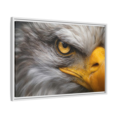 Side Mockup 10. Animals Eagle Gray And Yellow shown as stretched canvas wall art