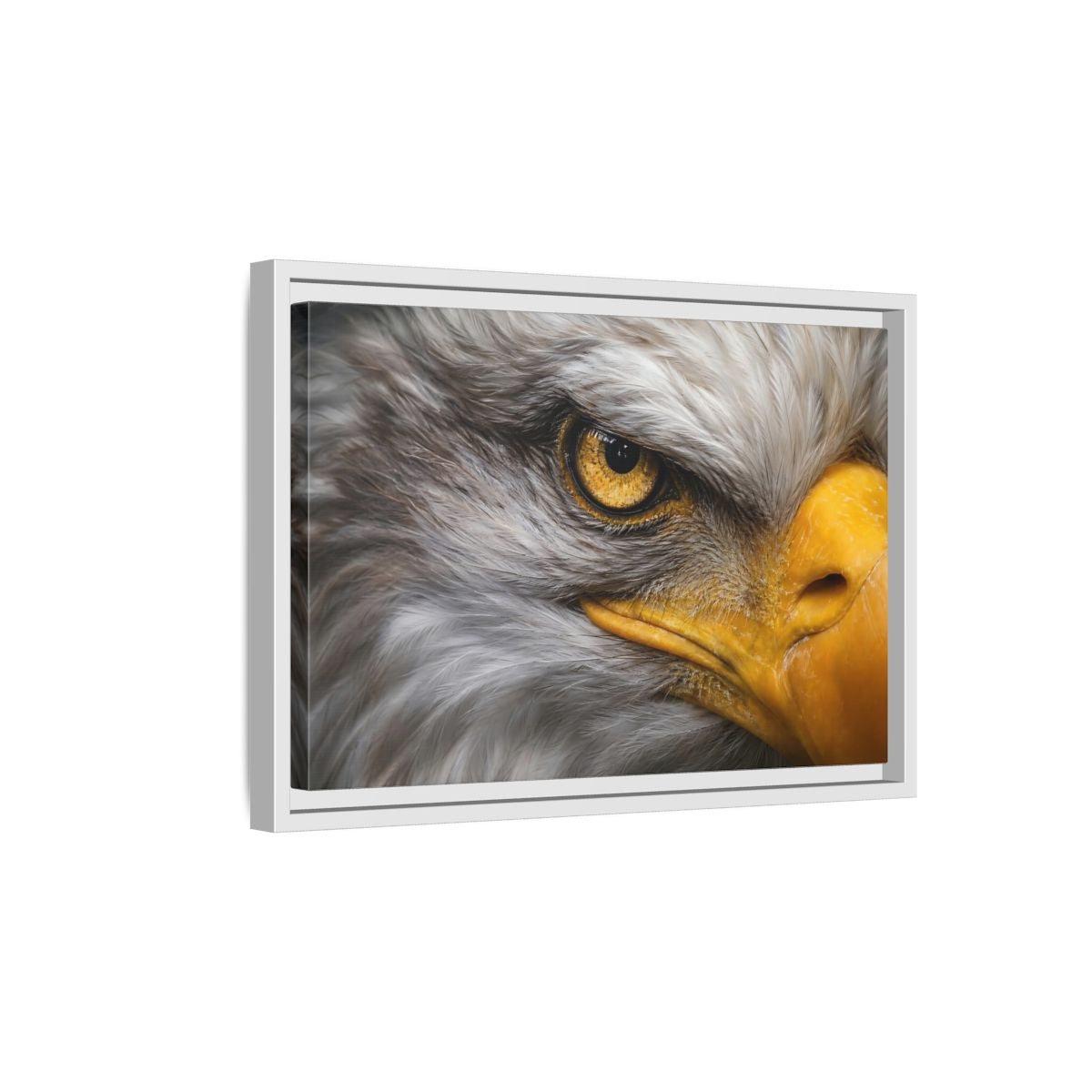 Side Mockup 4. Animals Eagle Gray And Yellow shown as stretched canvas wall art