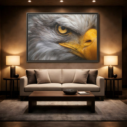 Mockup 2. Animals Eagle Gray And Yellow shown as stretched canvas wall art