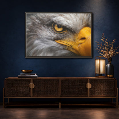 Mockup 4. Animals Eagle Gray And Yellow shown as stretched canvas wall art