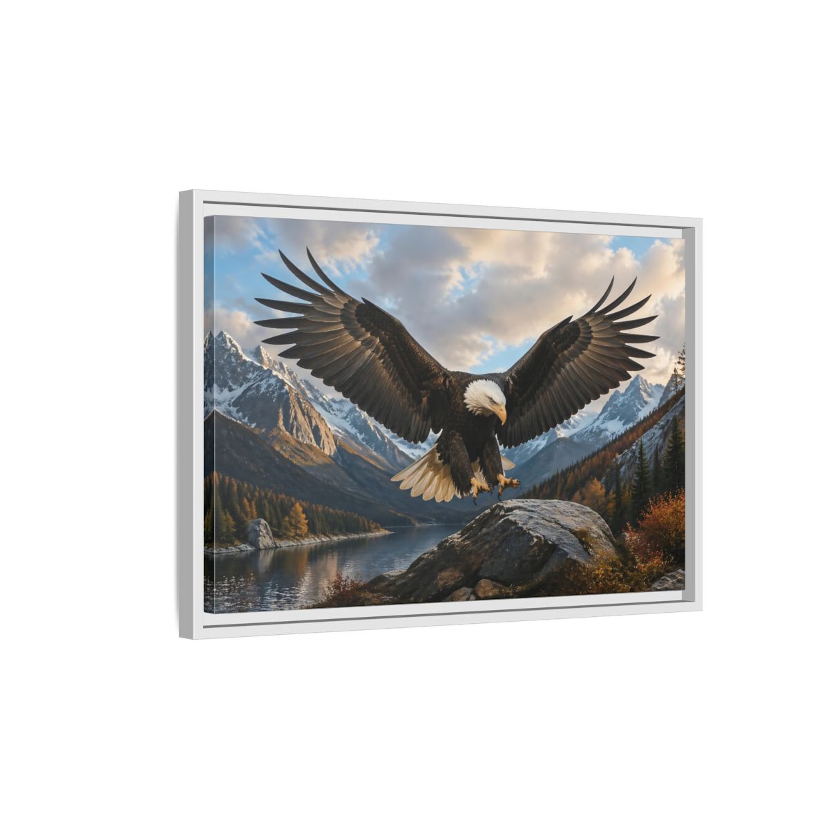 Side Mockup 1. Animals Eagle Eagle Mountain Landscape shown as stretched canvas wall art