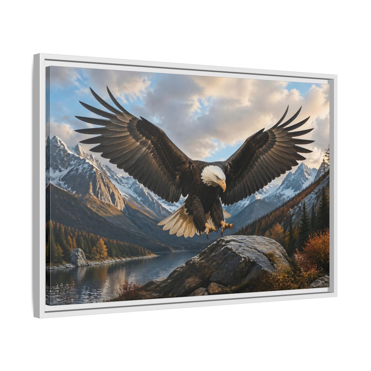 Side Mockup 10. Animals Eagle Eagle Mountain Landscape shown as stretched canvas wall art