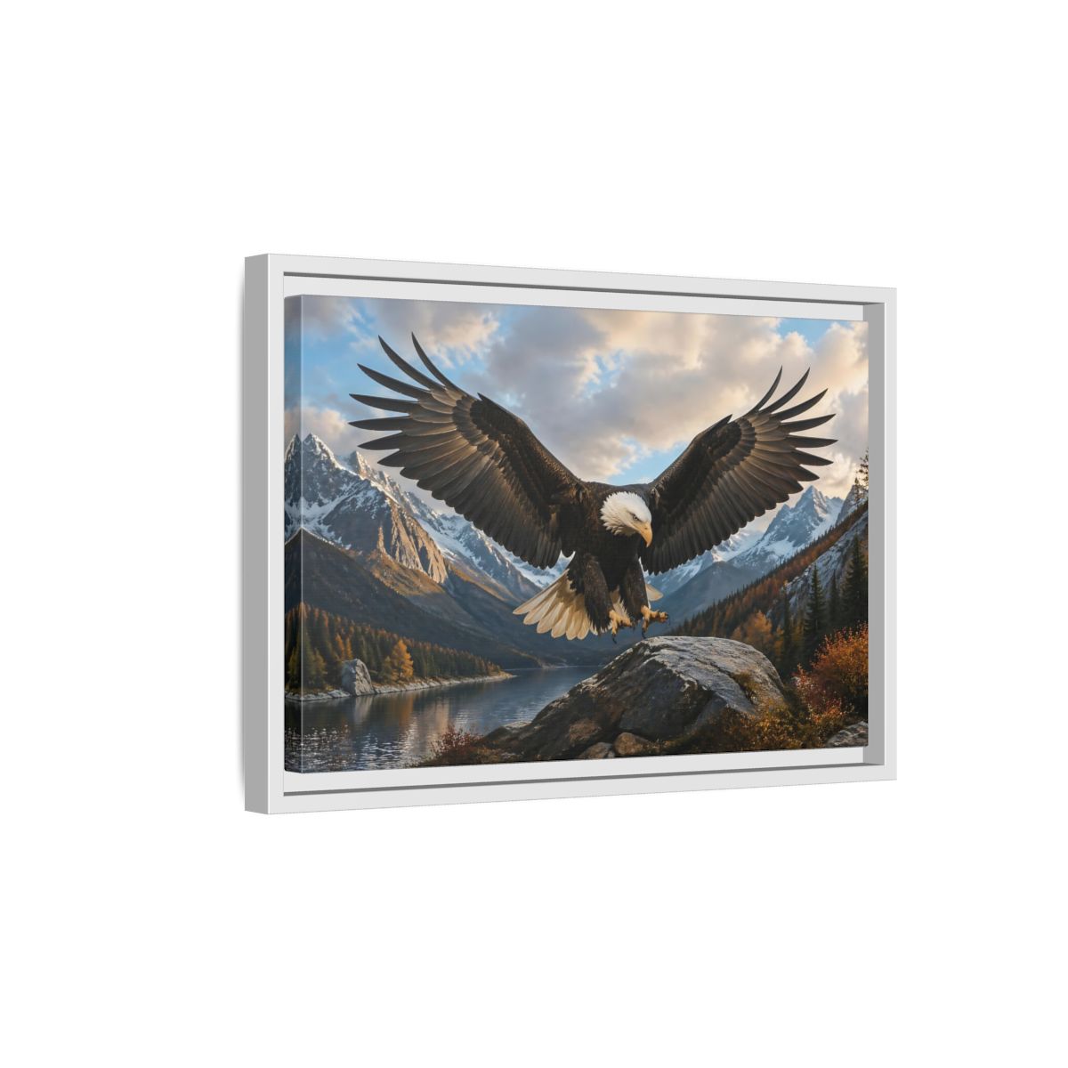 Side Mockup 4. Animals Eagle Eagle Mountain Landscape shown as stretched canvas wall art