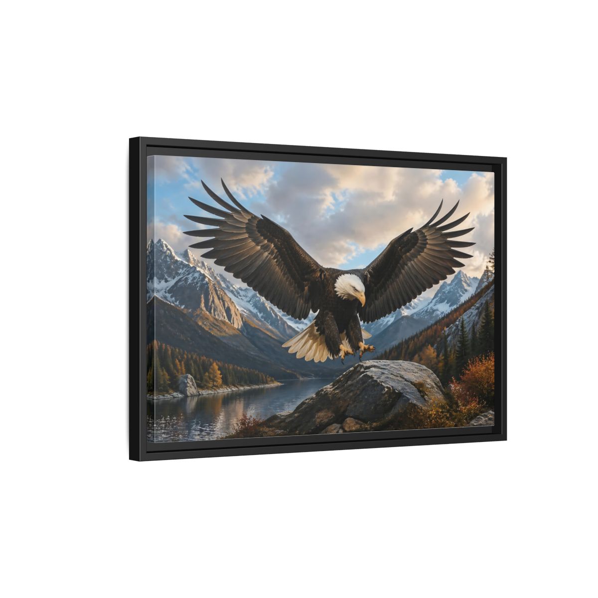 Side Mockup 3. Animals Eagle Eagle Mountain Landscape shown as stretched canvas wall art