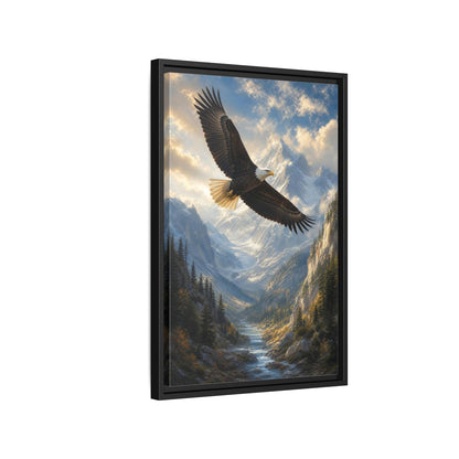 Animals Eagle Mountain Valley Framed Canvas Wall Art - Realistic Living Room Above Couch shown as canvas wall art
