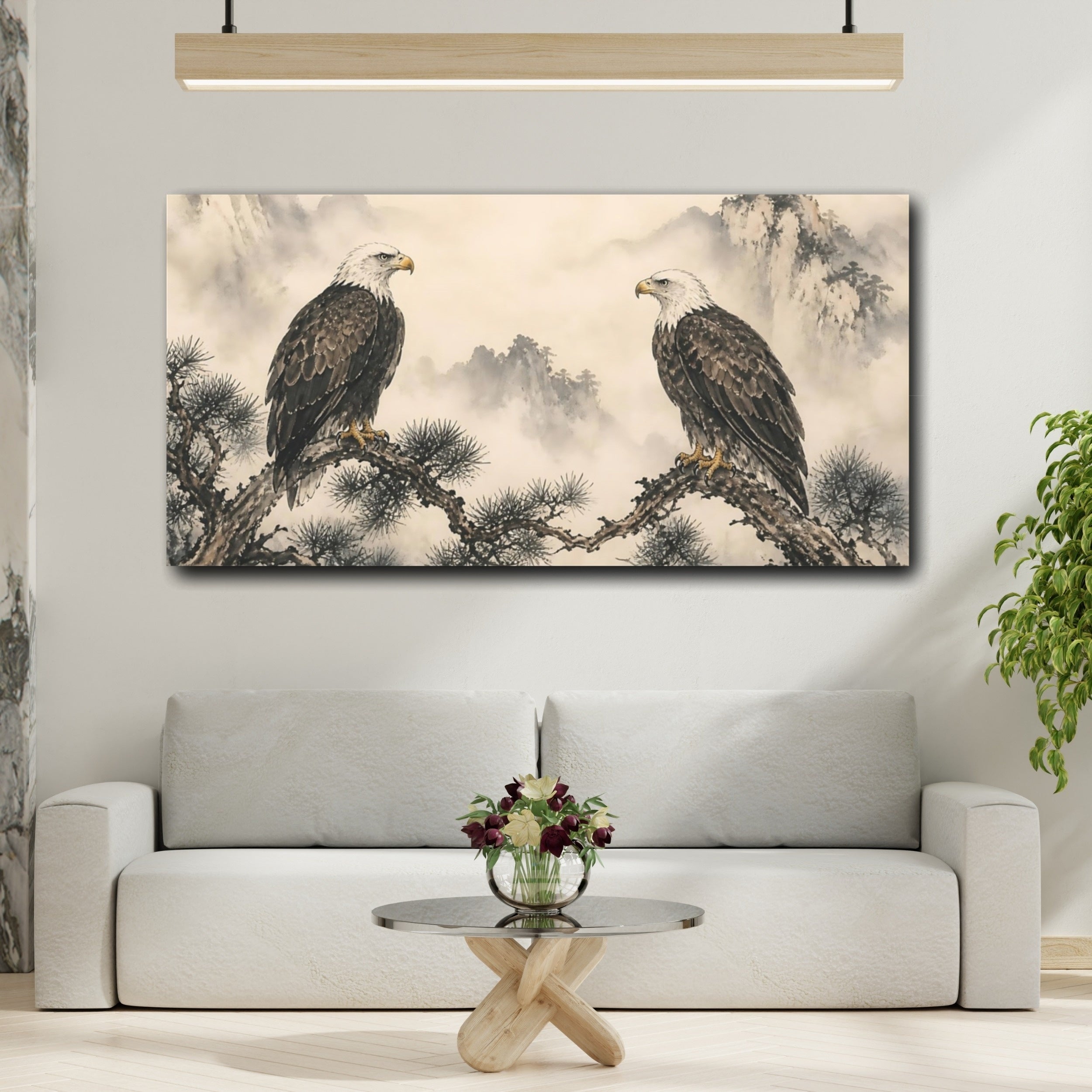 Mockup 2. Animals Eagles Asian Eagles shown as stretched canvas wall art