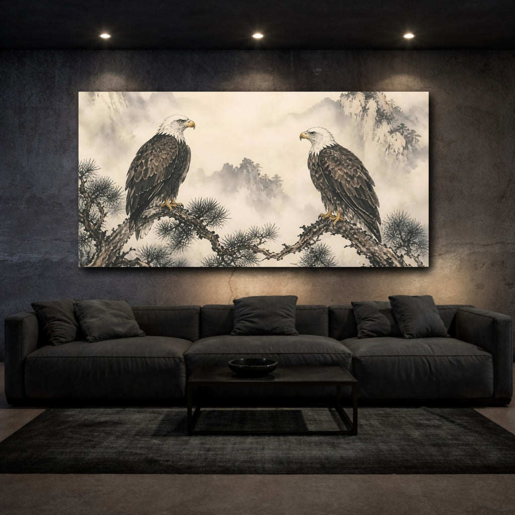 Mockup 3. Animals Eagles Asian Eagles shown as stretched canvas wall art