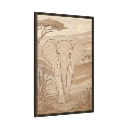 Main Mockup. Animals Elephant Brown And Beige shown as stretched canvas wall art