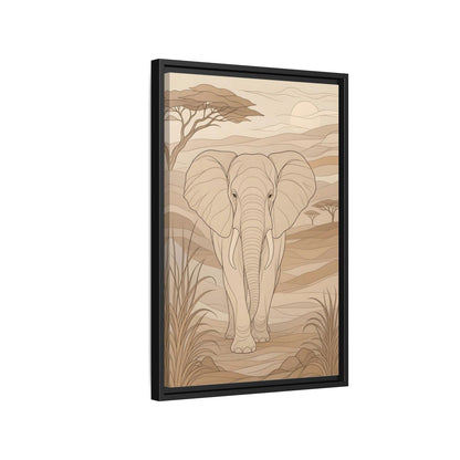 Side Mockup 3. Animals Elephant Brown And Beige shown as stretched canvas wall art