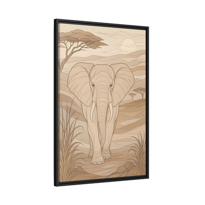 Side Mockup 13. Animals Elephant Brown And Beige shown as stretched canvas wall art